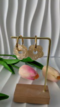 Boucles d'oreilles en acier inoxydable fleur écru