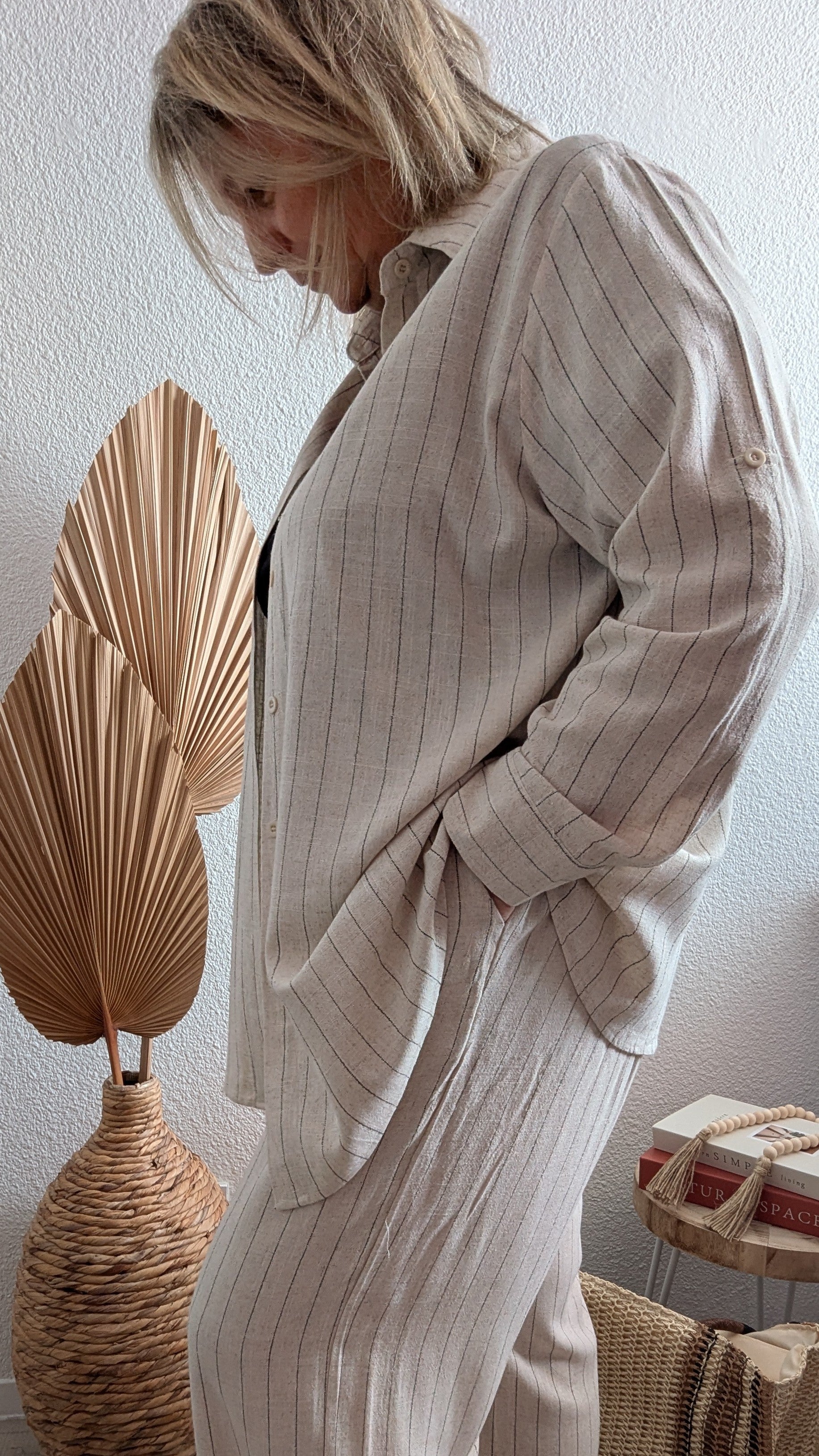Chemise Cara en lin rayure fine