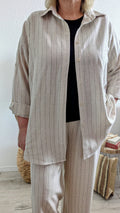 Chemise Cara en lin rayure fine
