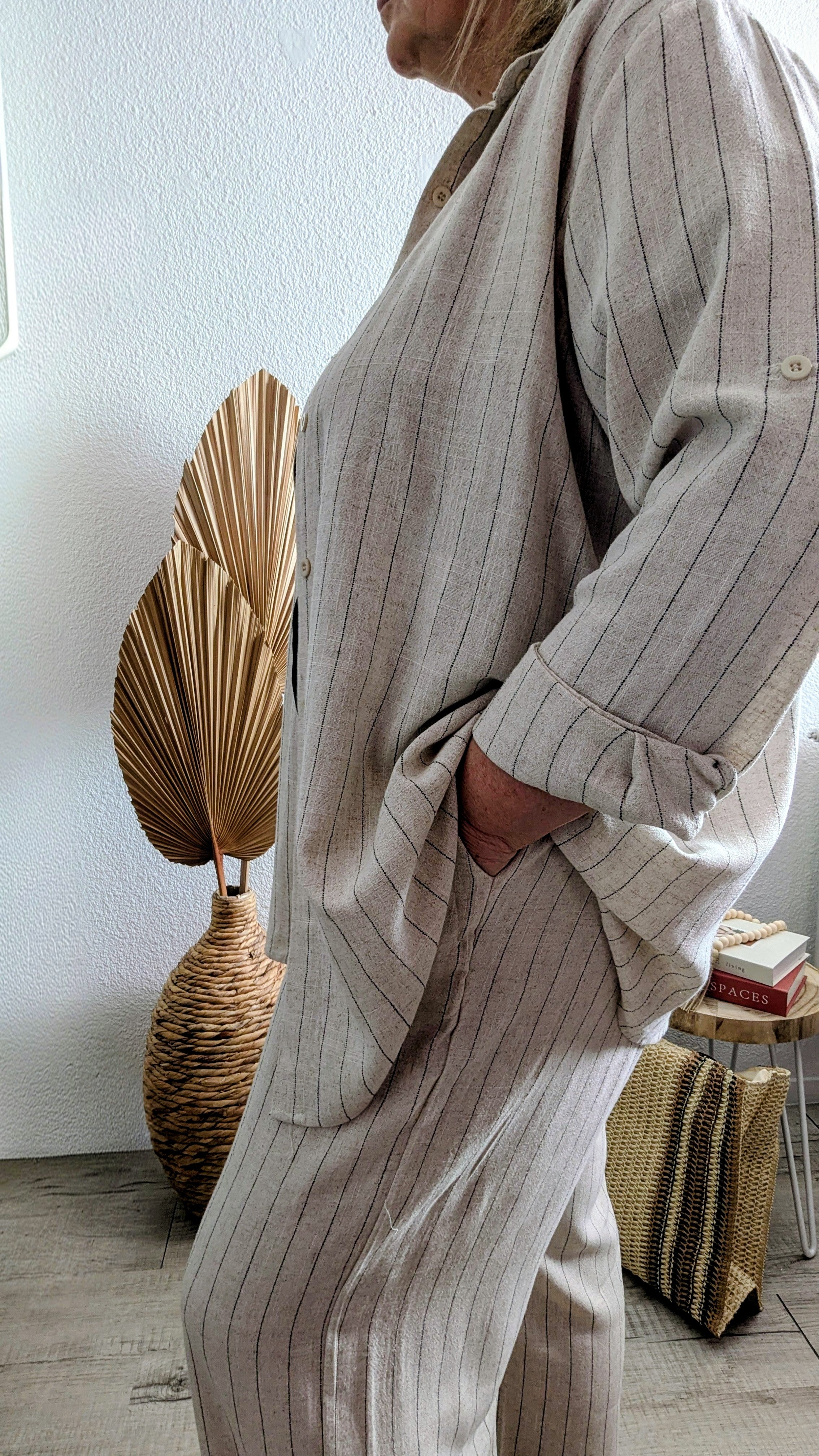 Chemise Cara en lin rayure fine