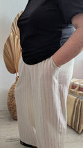 Pantalon Cloé en lin rayure fine