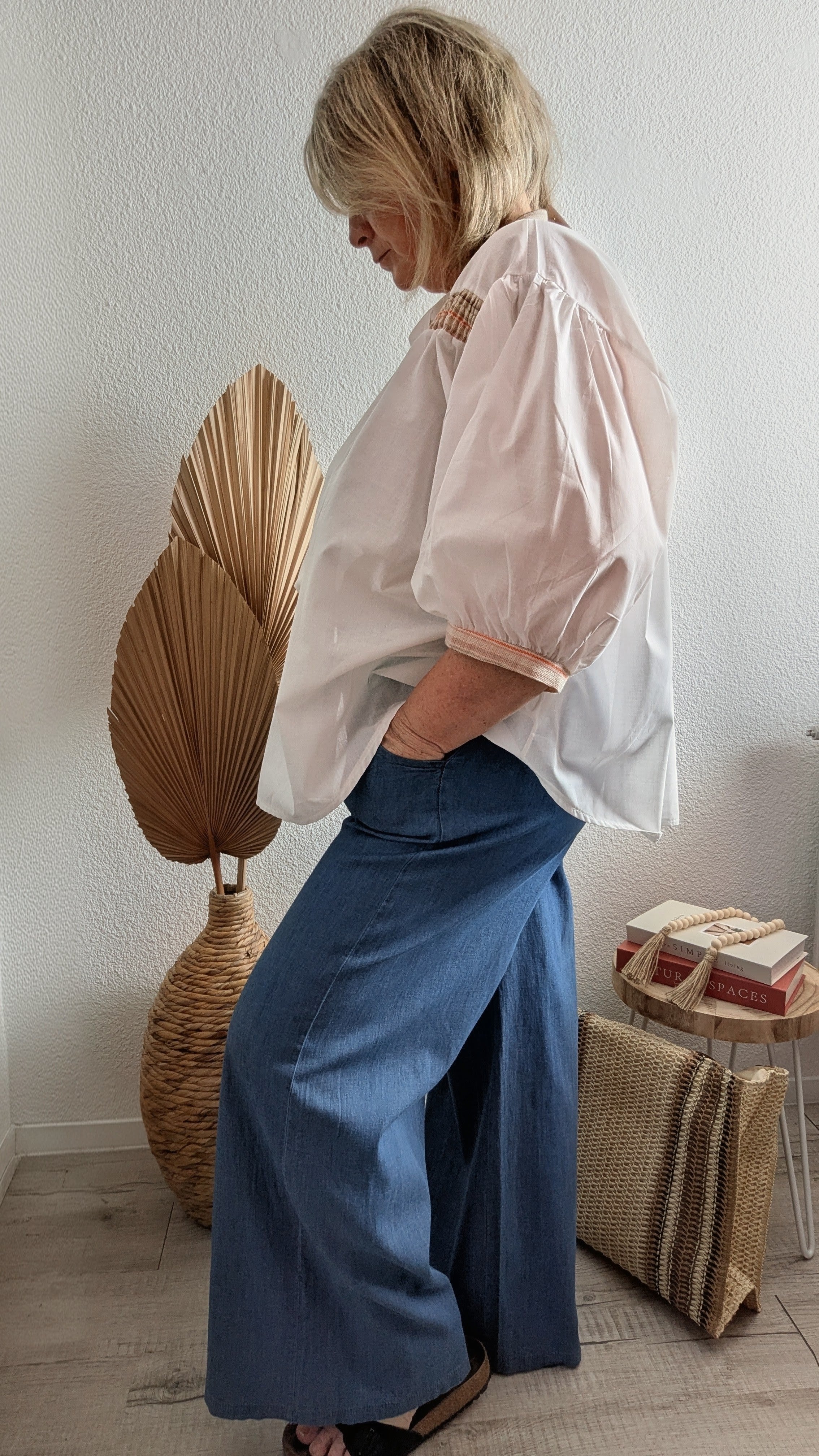 Pantalon Noé jeans léger avec Foulard