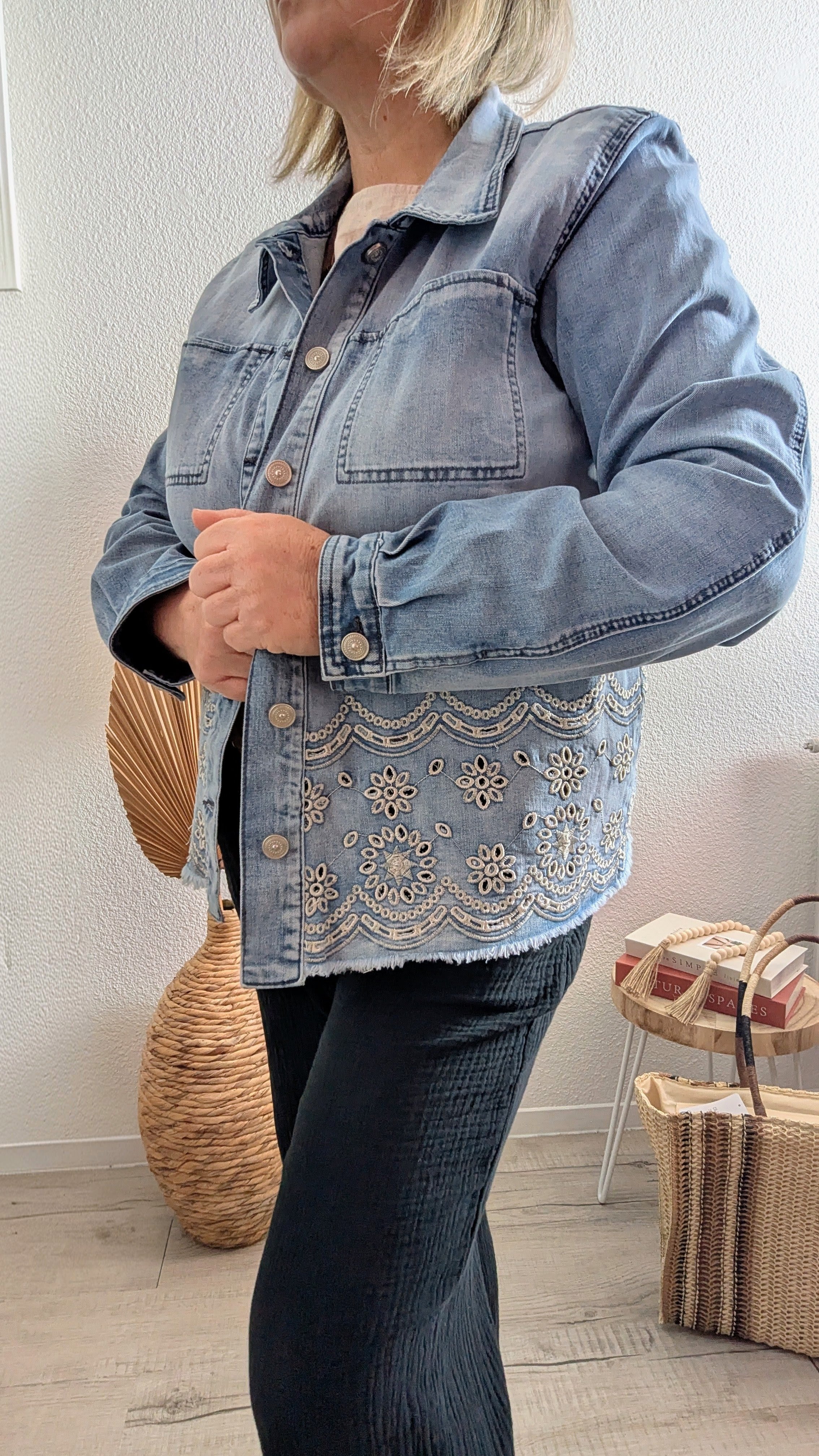 Veste en jeans Iris oversize brodée