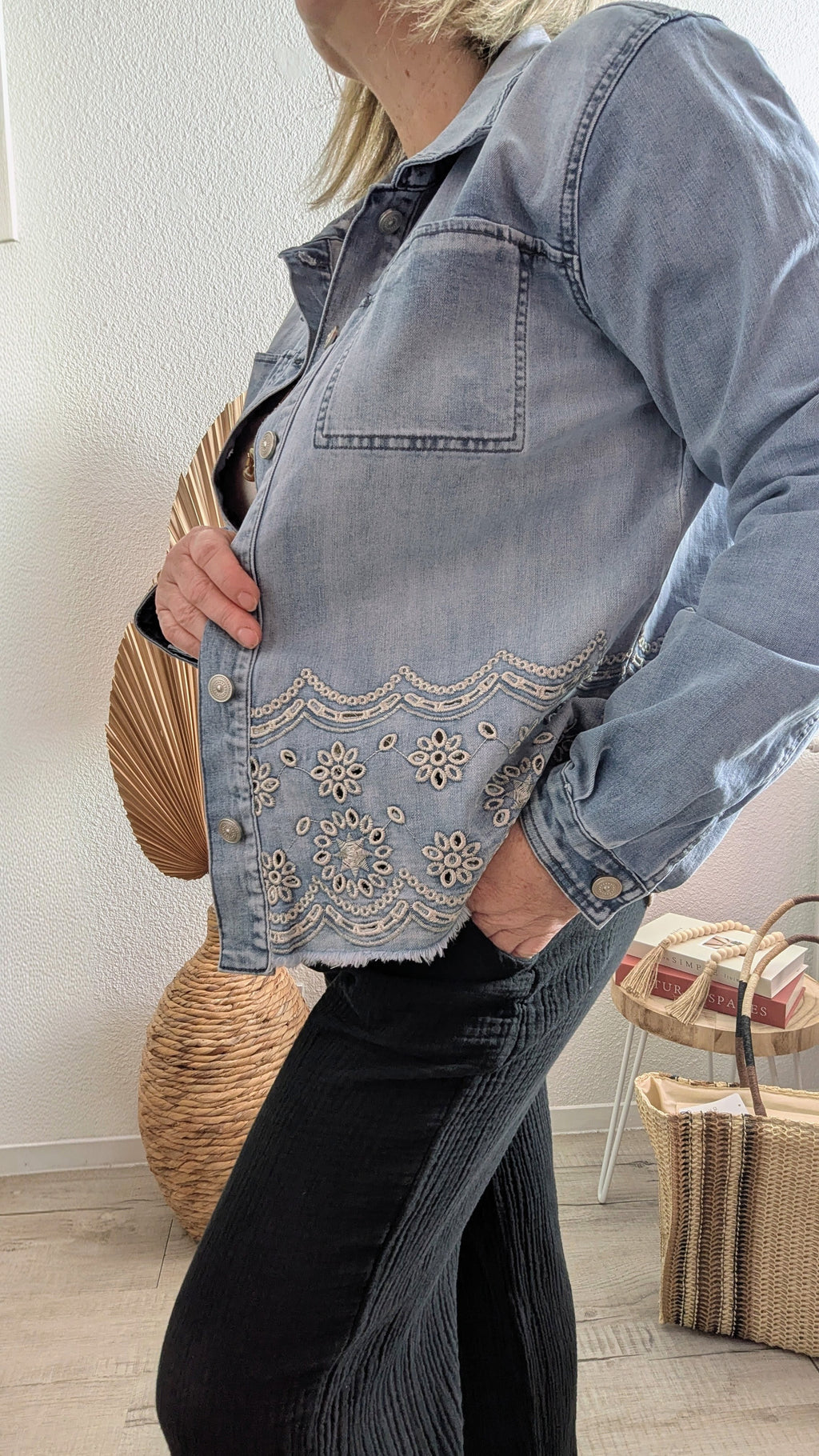Veste en jeans Iris oversize brodée