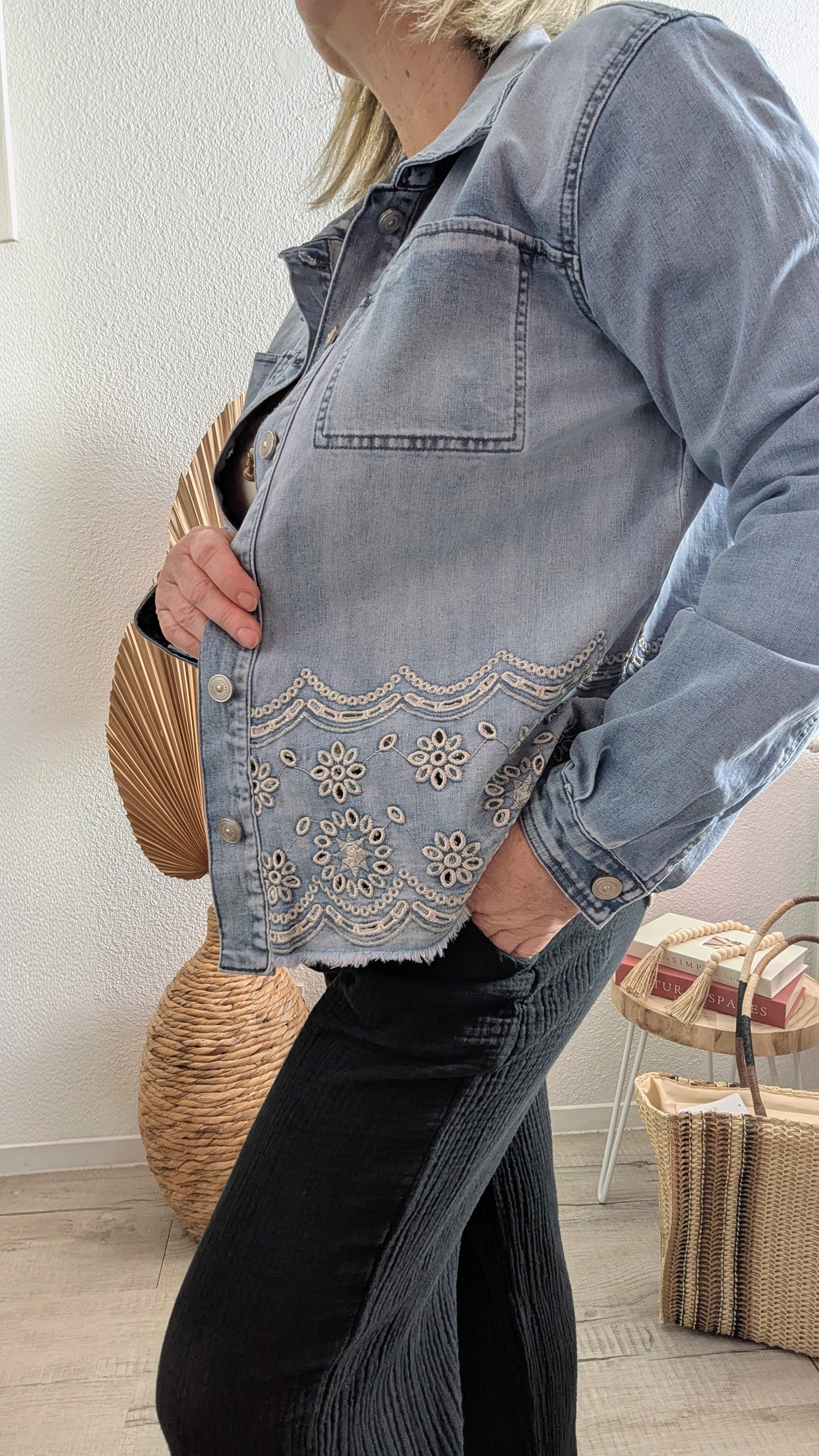 Veste en jeans Iris oversize brodée