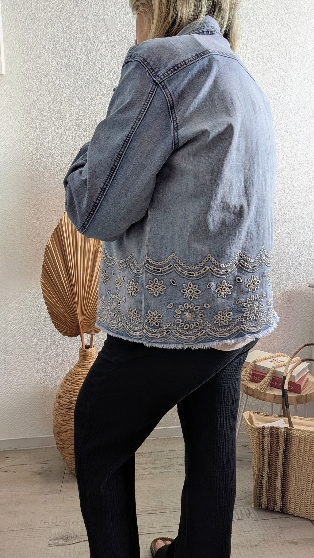 Veste en jeans Iris oversize brodée