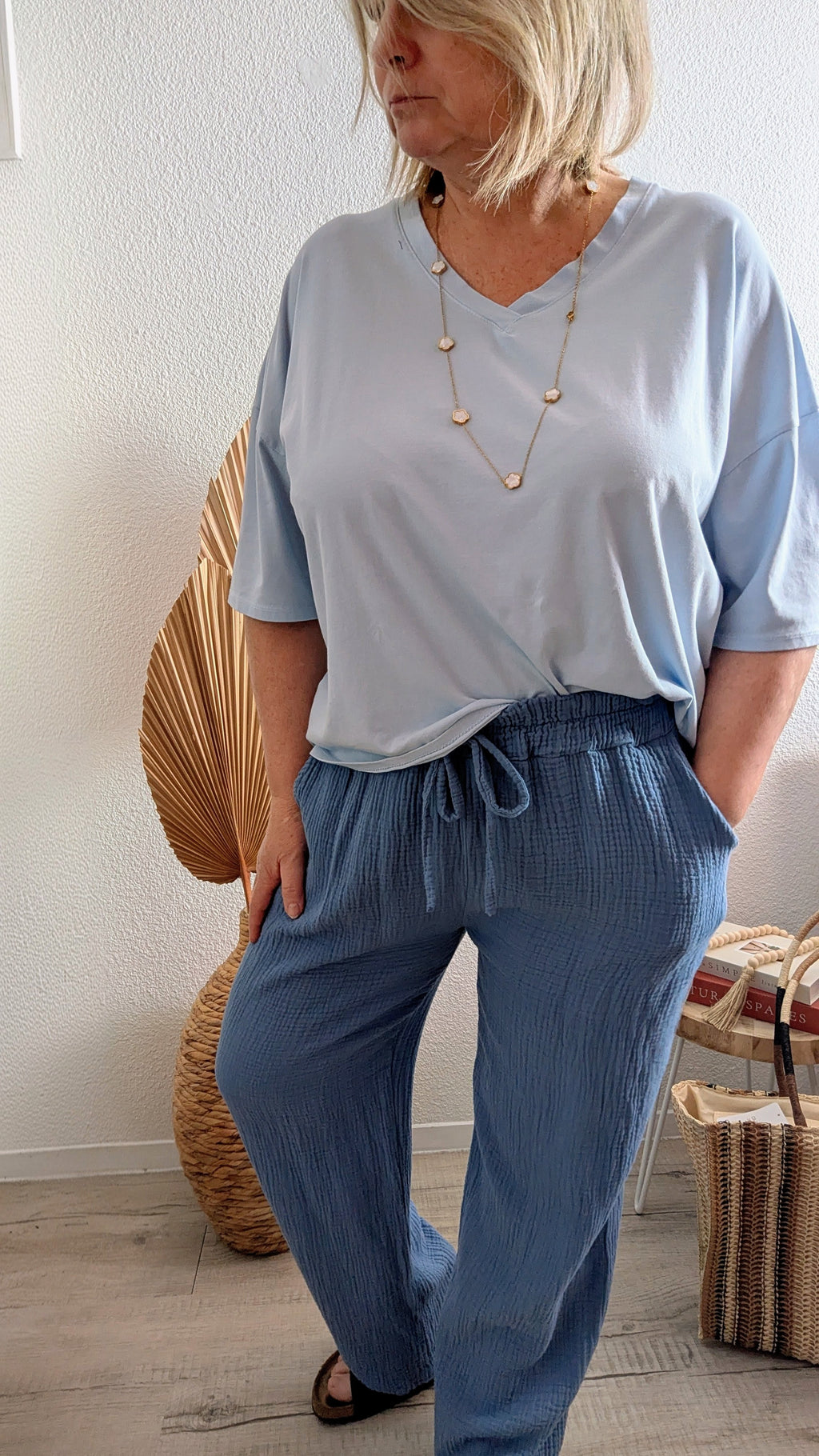 T-shirts Issa oversize en coton col V épaules tombantes