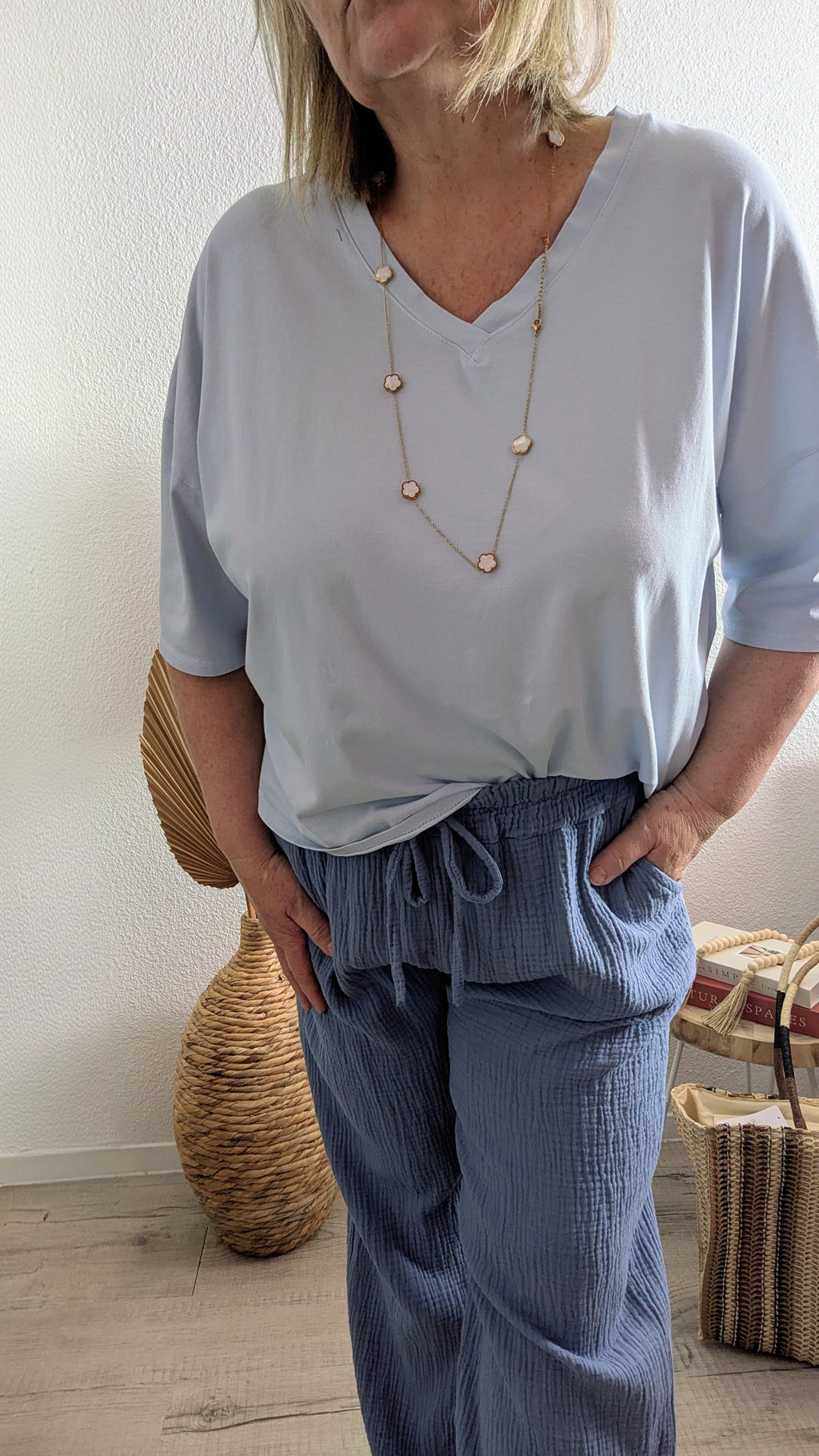 T-shirts Issa oversize en coton col V épaules tombantes