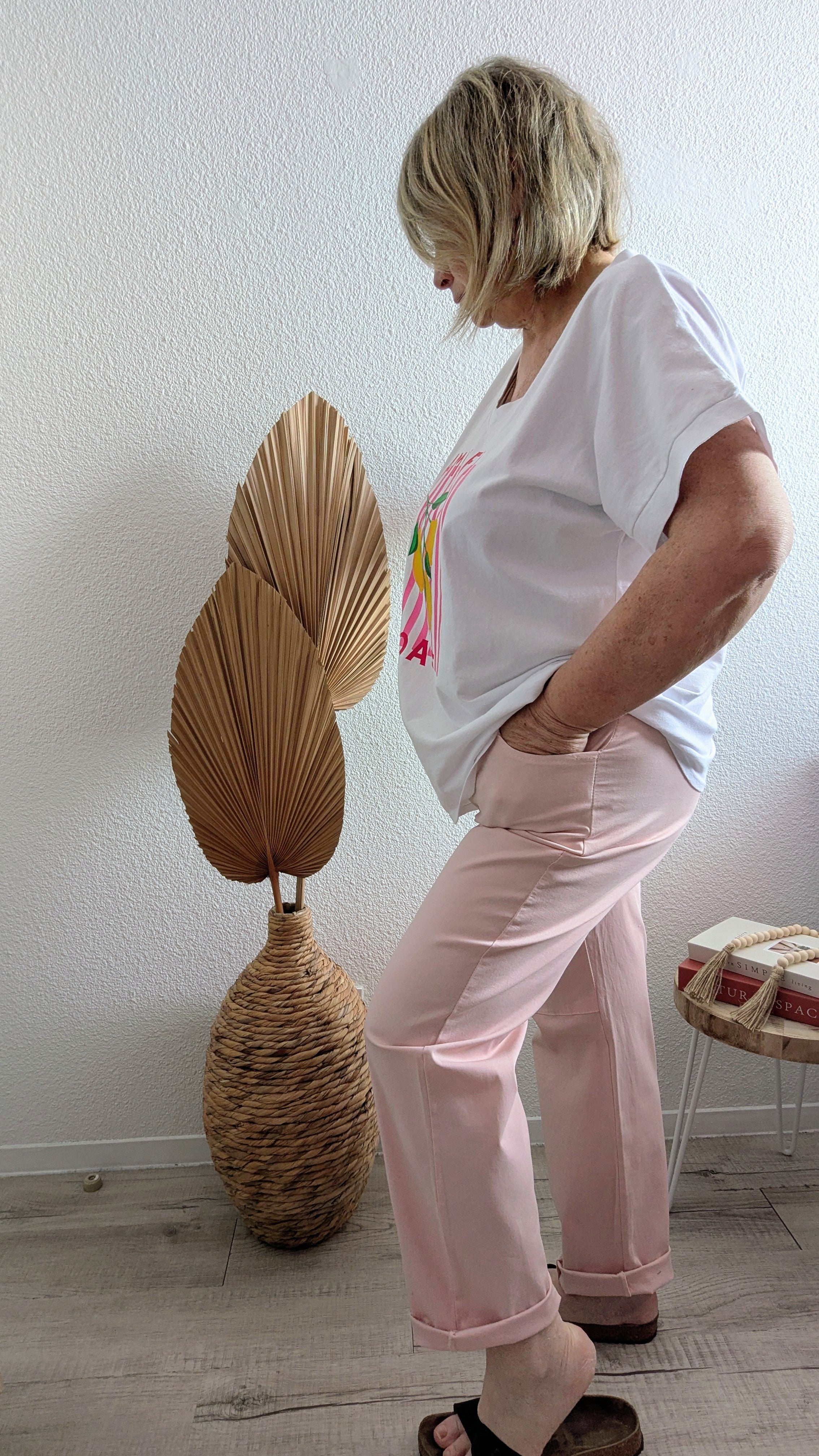 Pantalon confort Léa rose