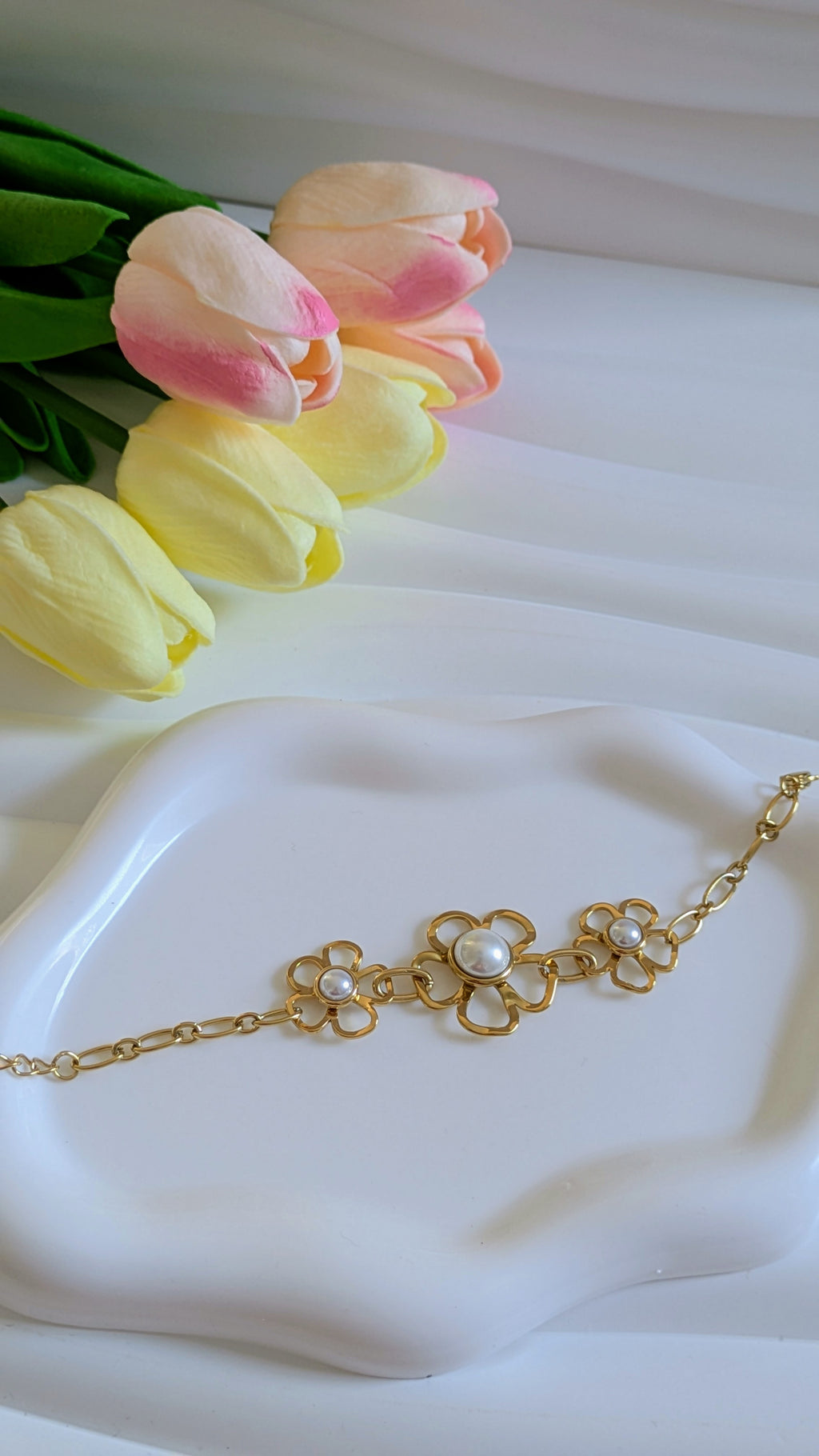 Bracelet forme fleur acier inoxydable