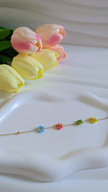 Bracelet fleur multicolore en acier inoxydable