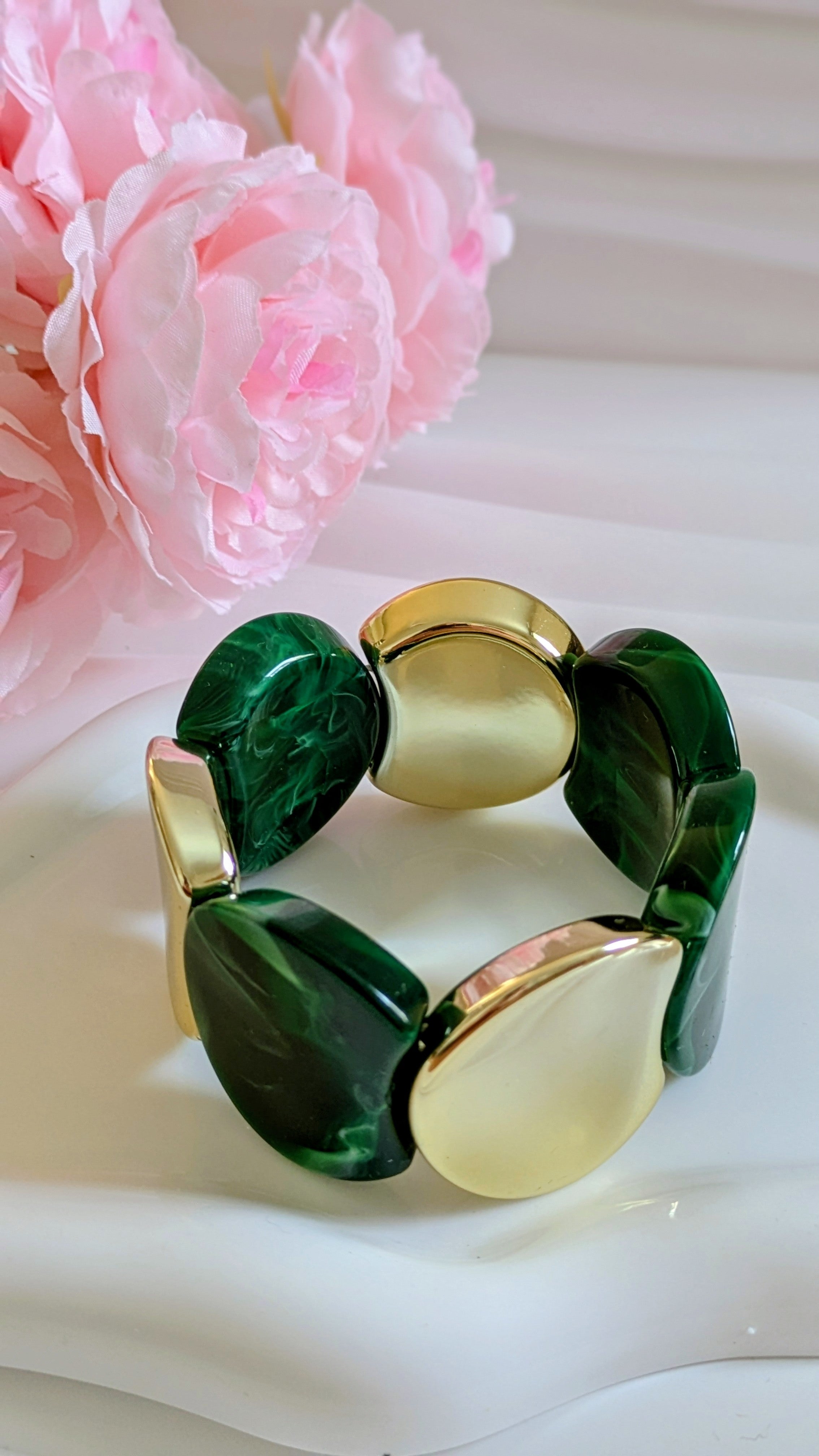 Bracelet tendance vert en acier inoxydable