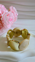Bracelet tendance blanc/beige en acier inoxydable