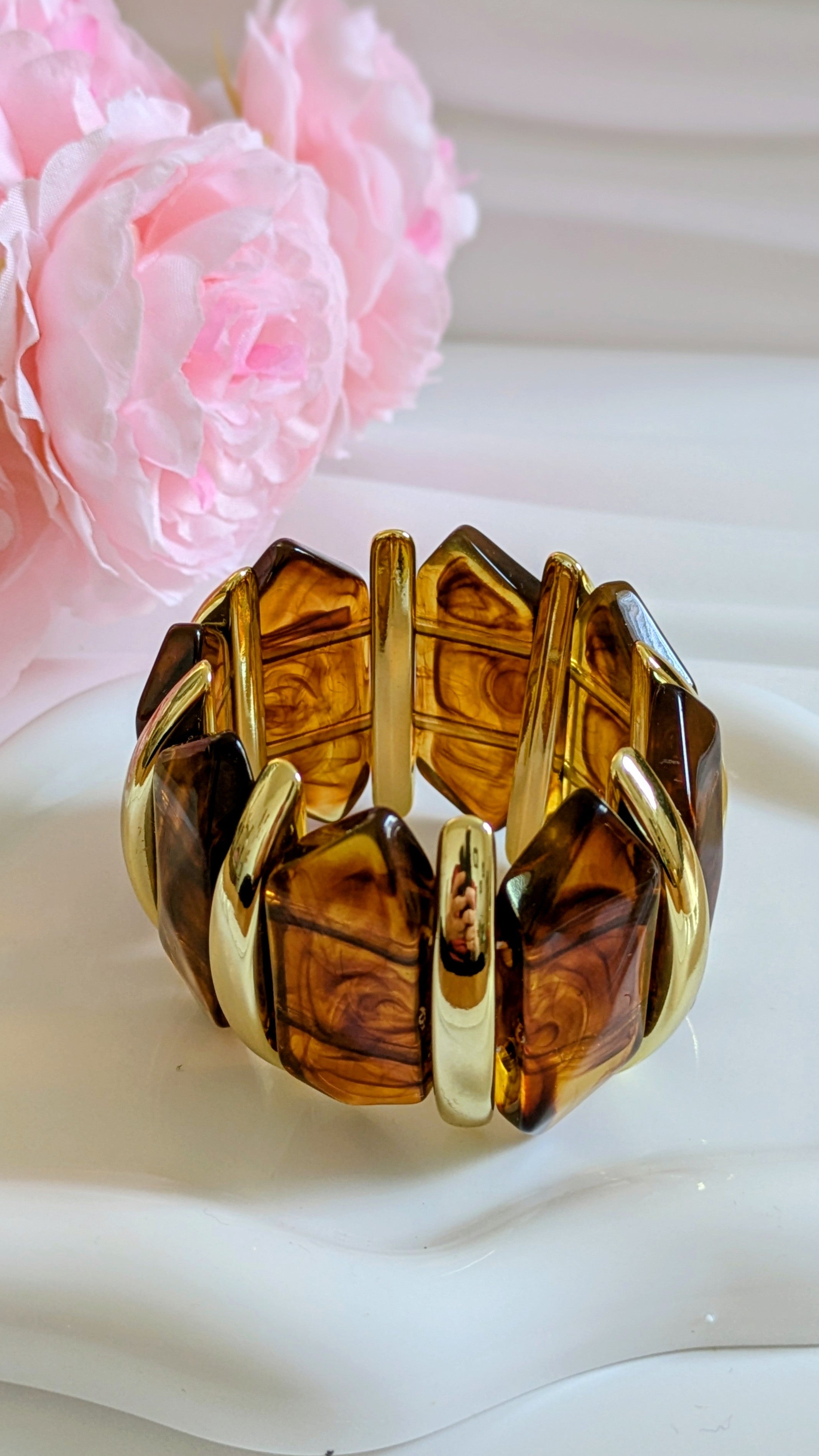 Bracelet tendance marron en acier inoxydable