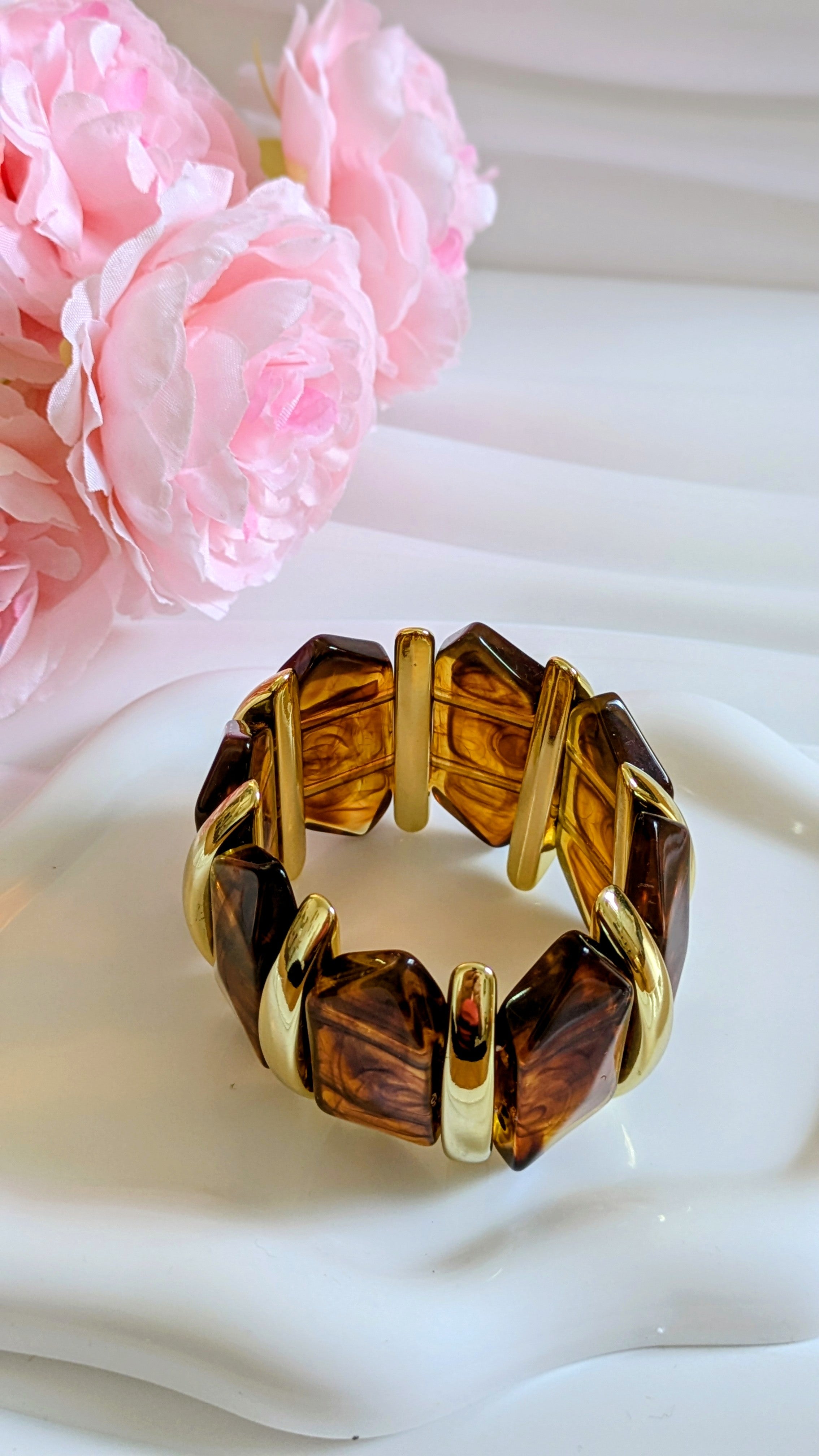 Bracelet tendance marron en acier inoxydable