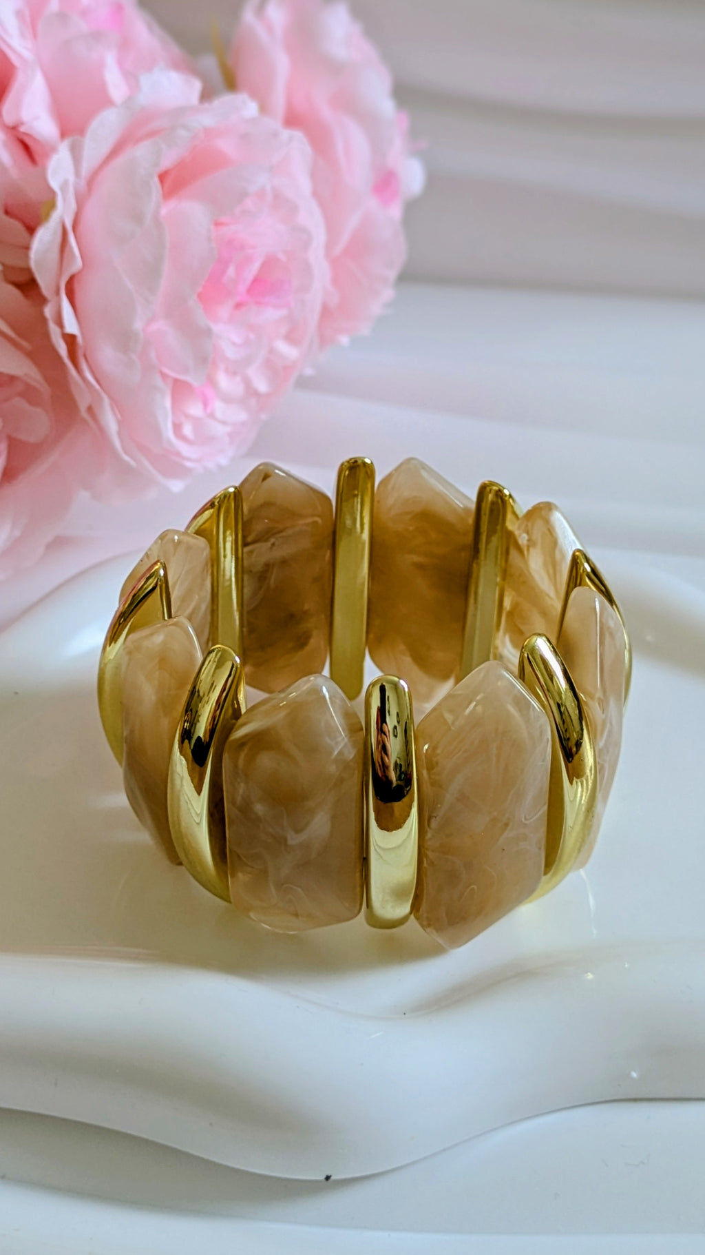 Bracelet tendance beige en acier inoxydable