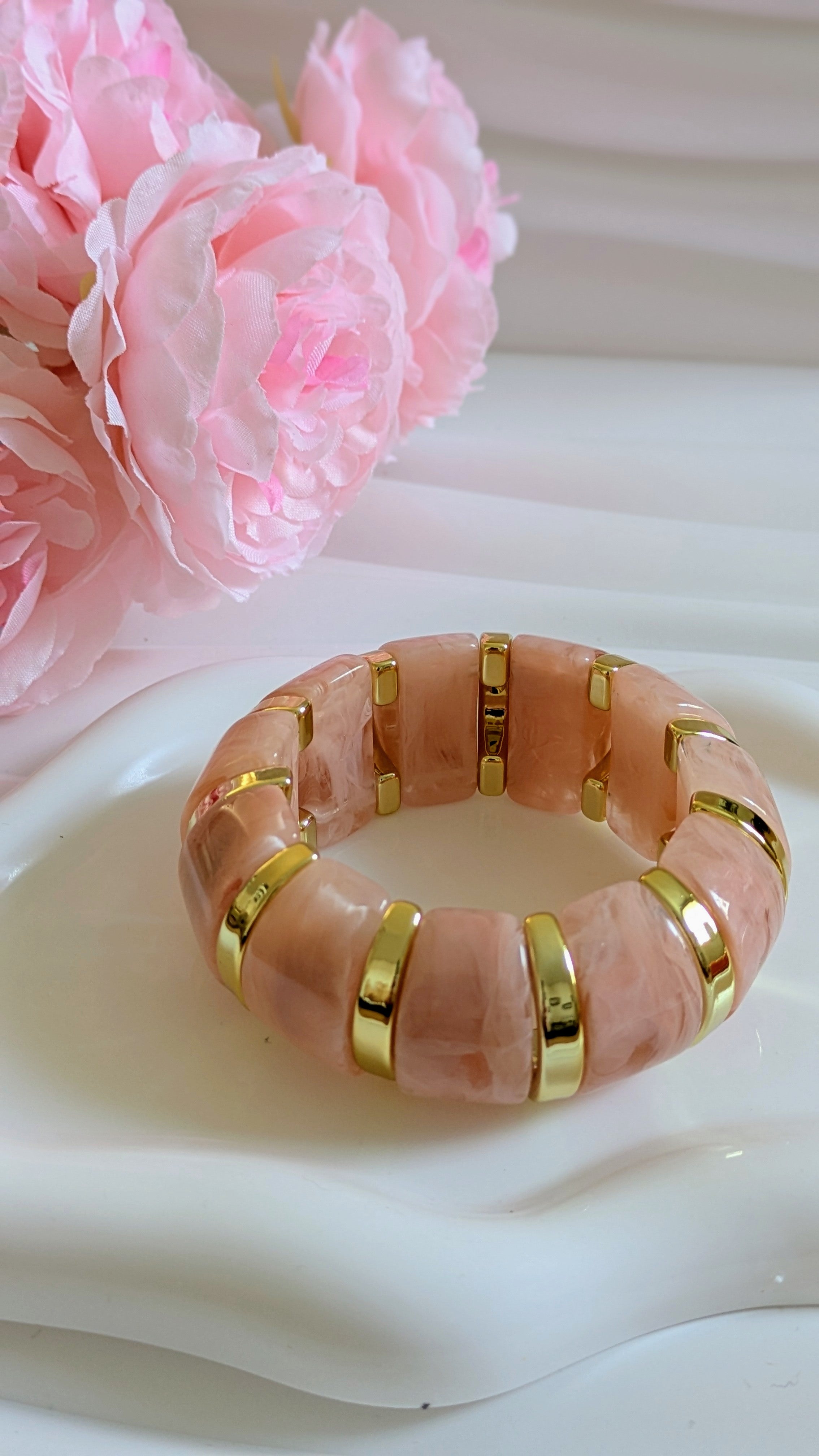 Bracelet tendance forme arrondi rose en acier inoxydable