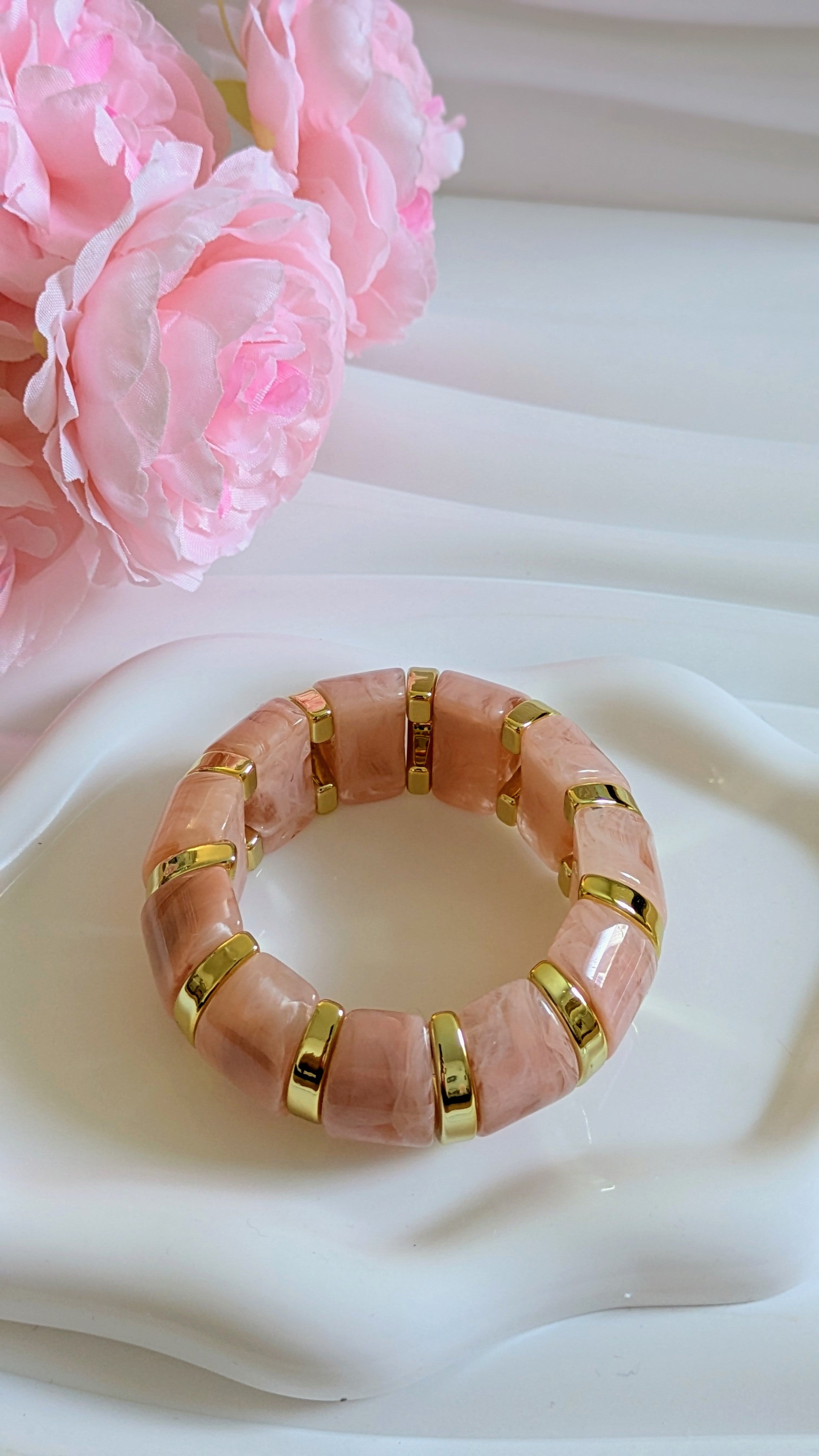 Bracelet tendance forme arrondi rose en acier inoxydable