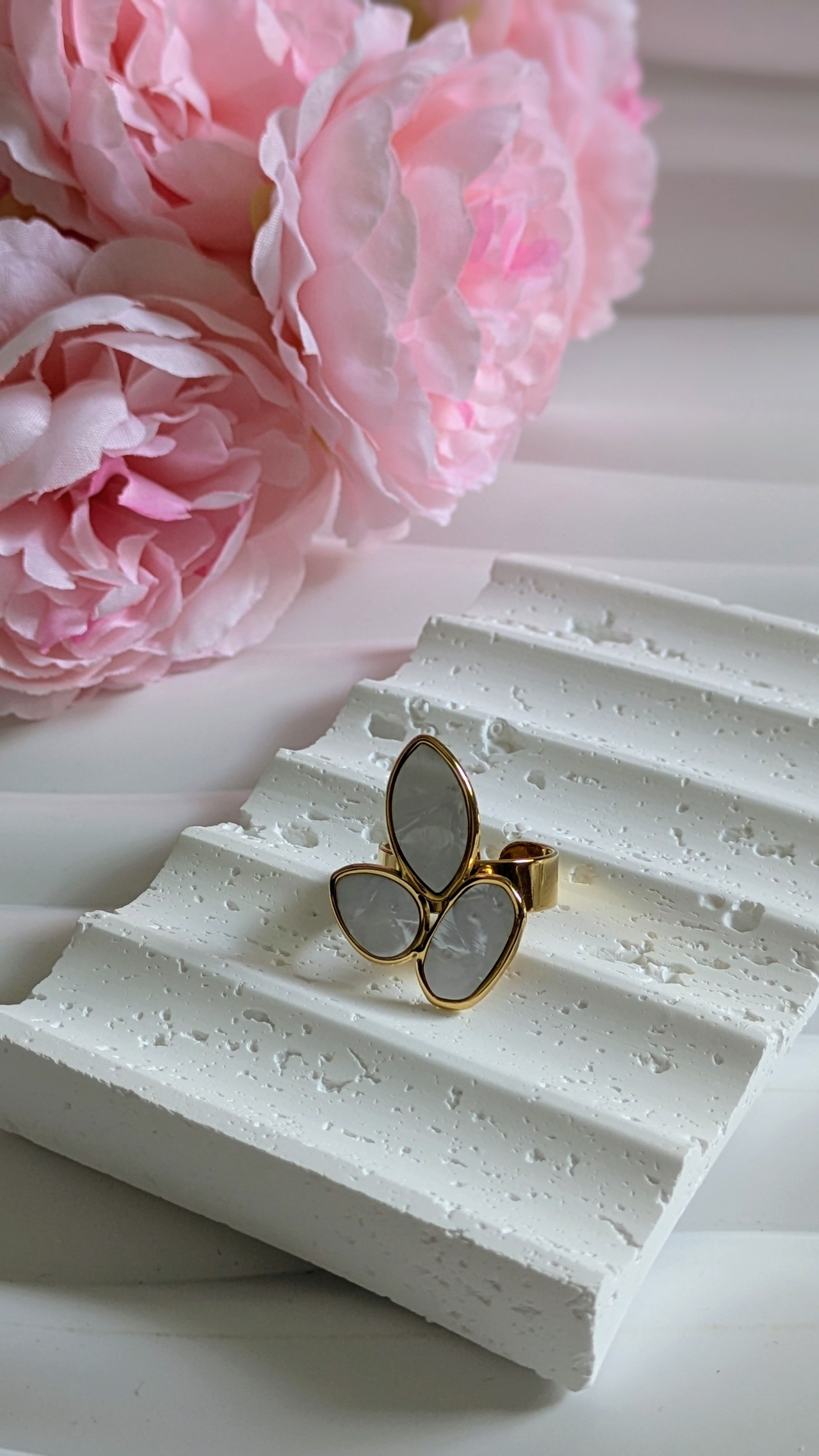 Bague blanche en acier inoxydable ajustable