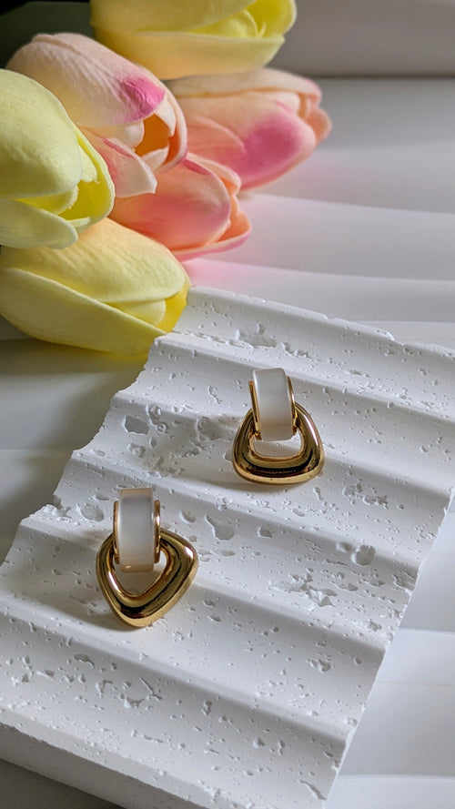 Boucles d'oreilles résine blanche en acier inoxydable
