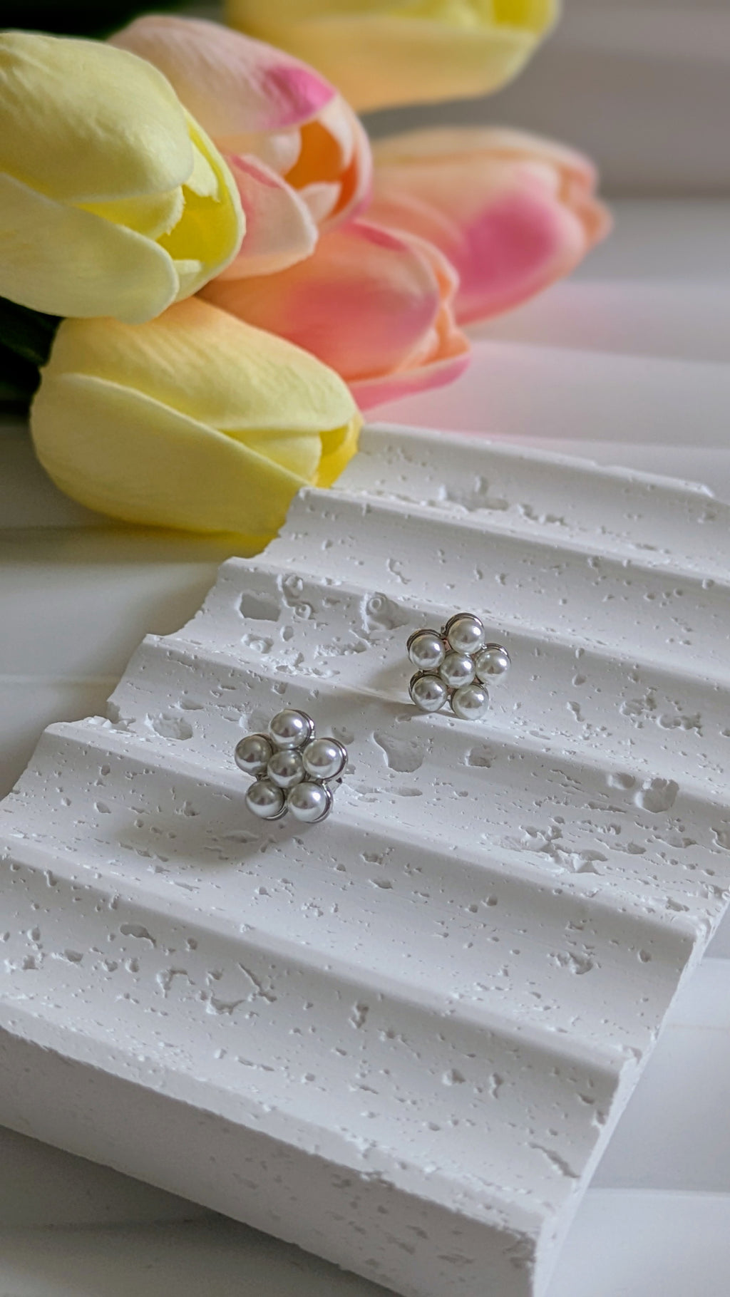 Boucles d'oreilles perles en acier inoxydable argent