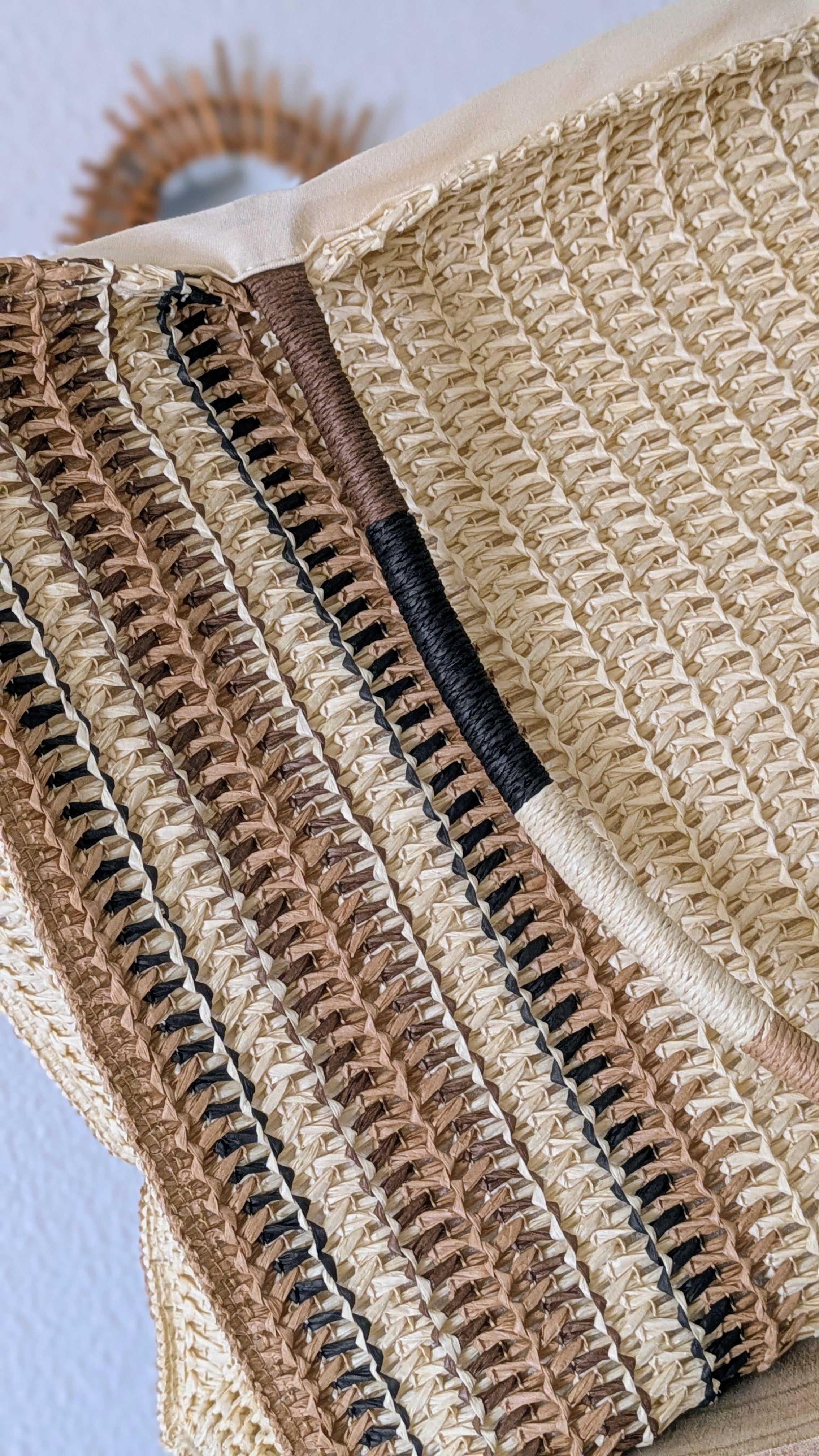 Sac cabas tressé rayée