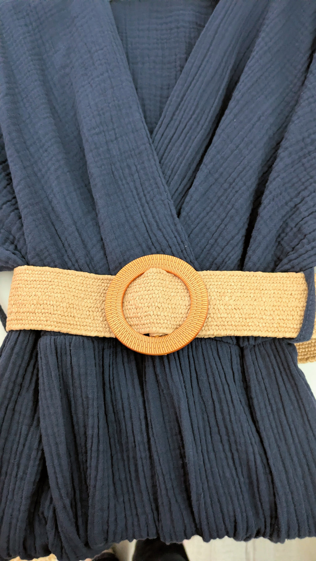 Robe Mya en gaze de coton avec ceinture marine