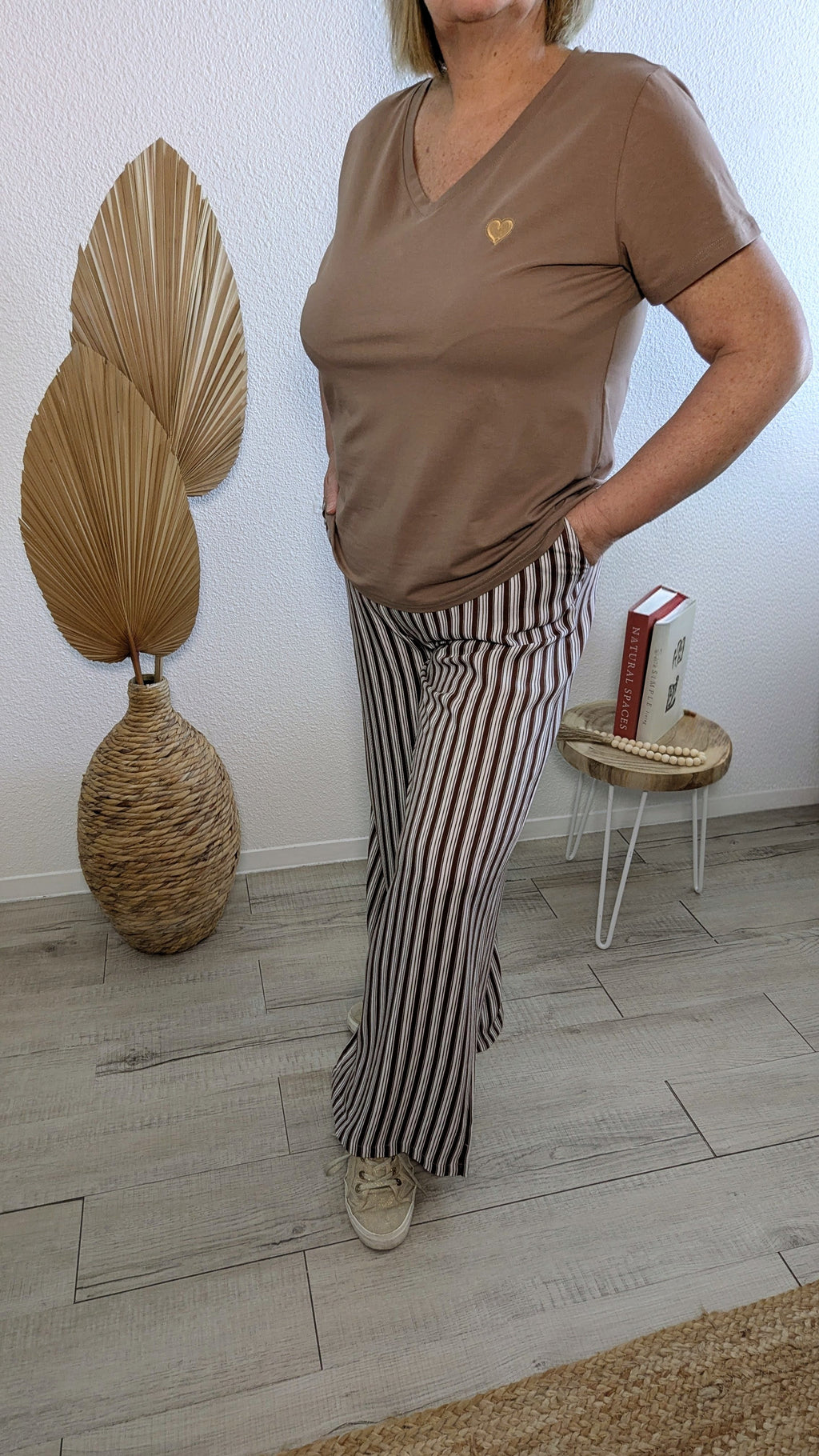 Pantalon marin taille haute marron