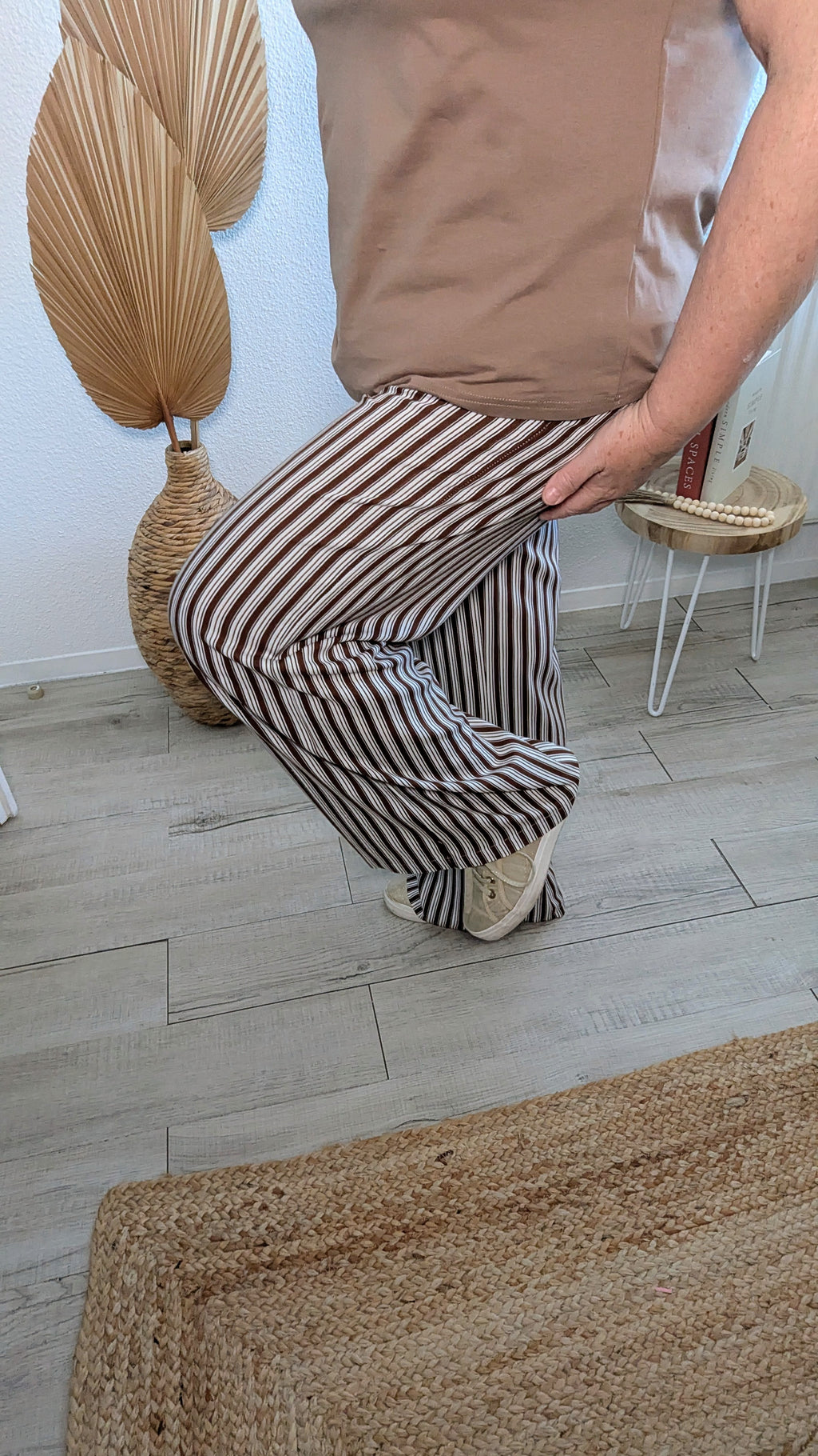Pantalon marin taille haute marron