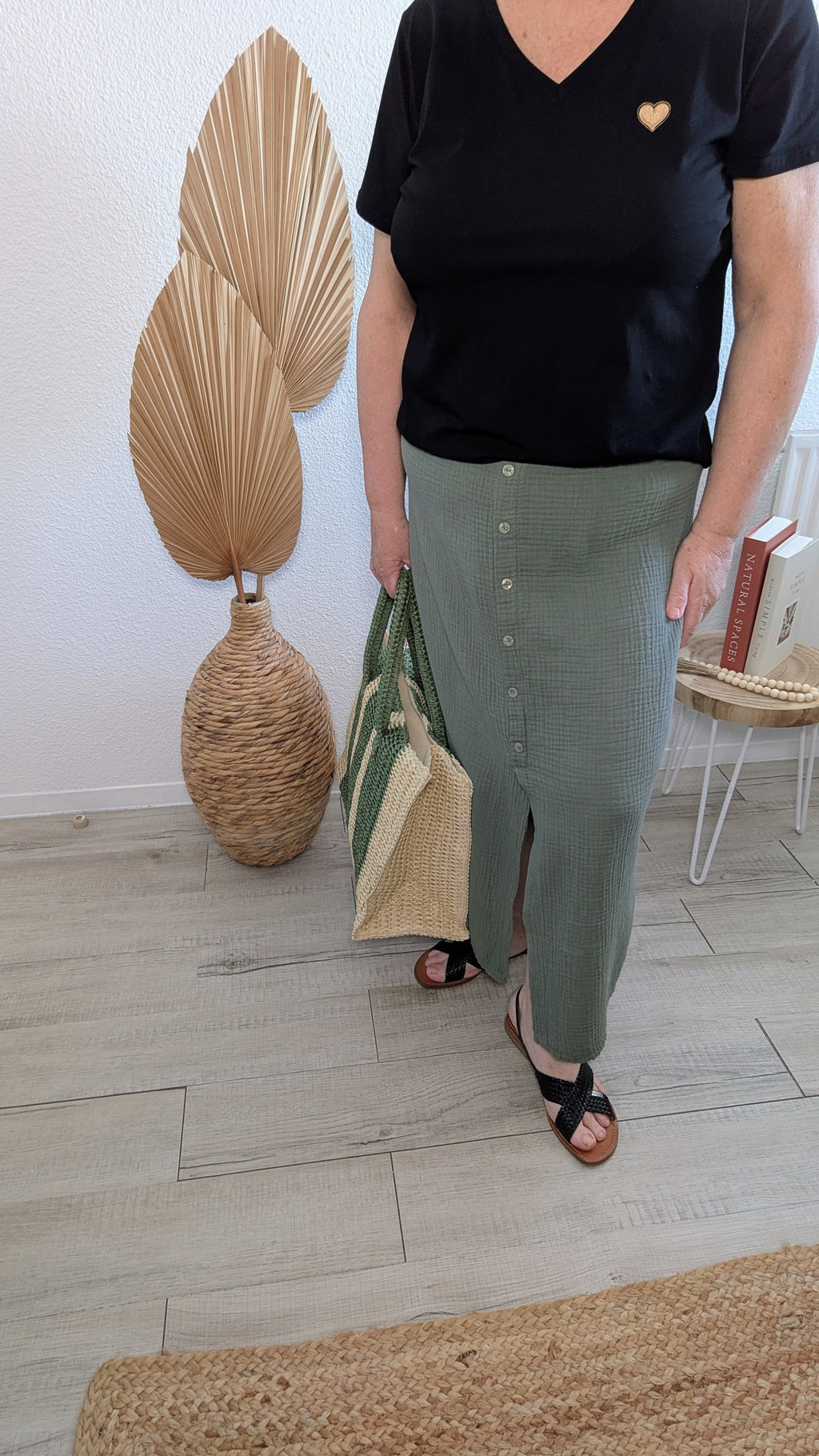 Jupe Lou Kaki en gaze de coton