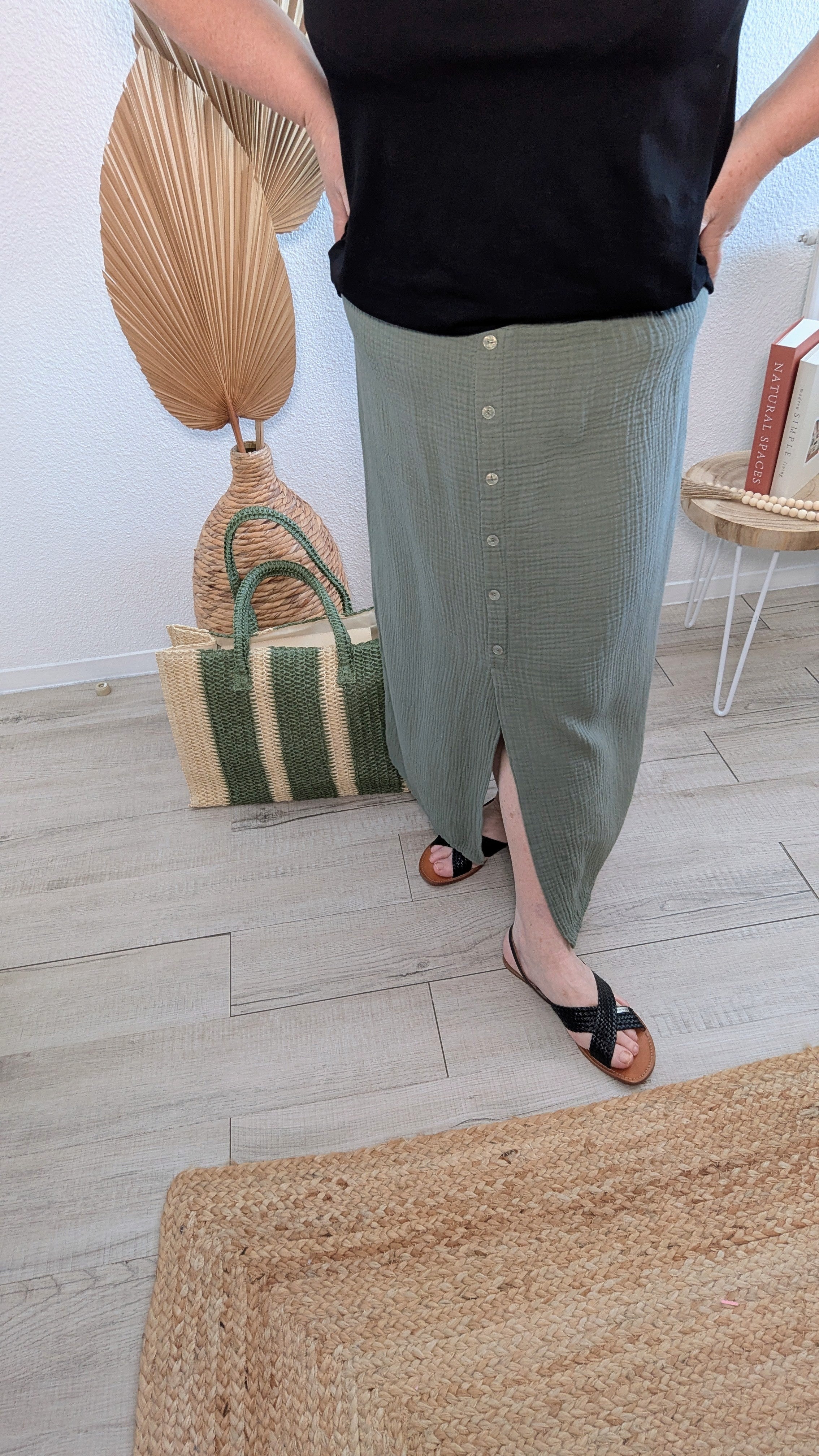 Jupe Lou Kaki en gaze de coton
