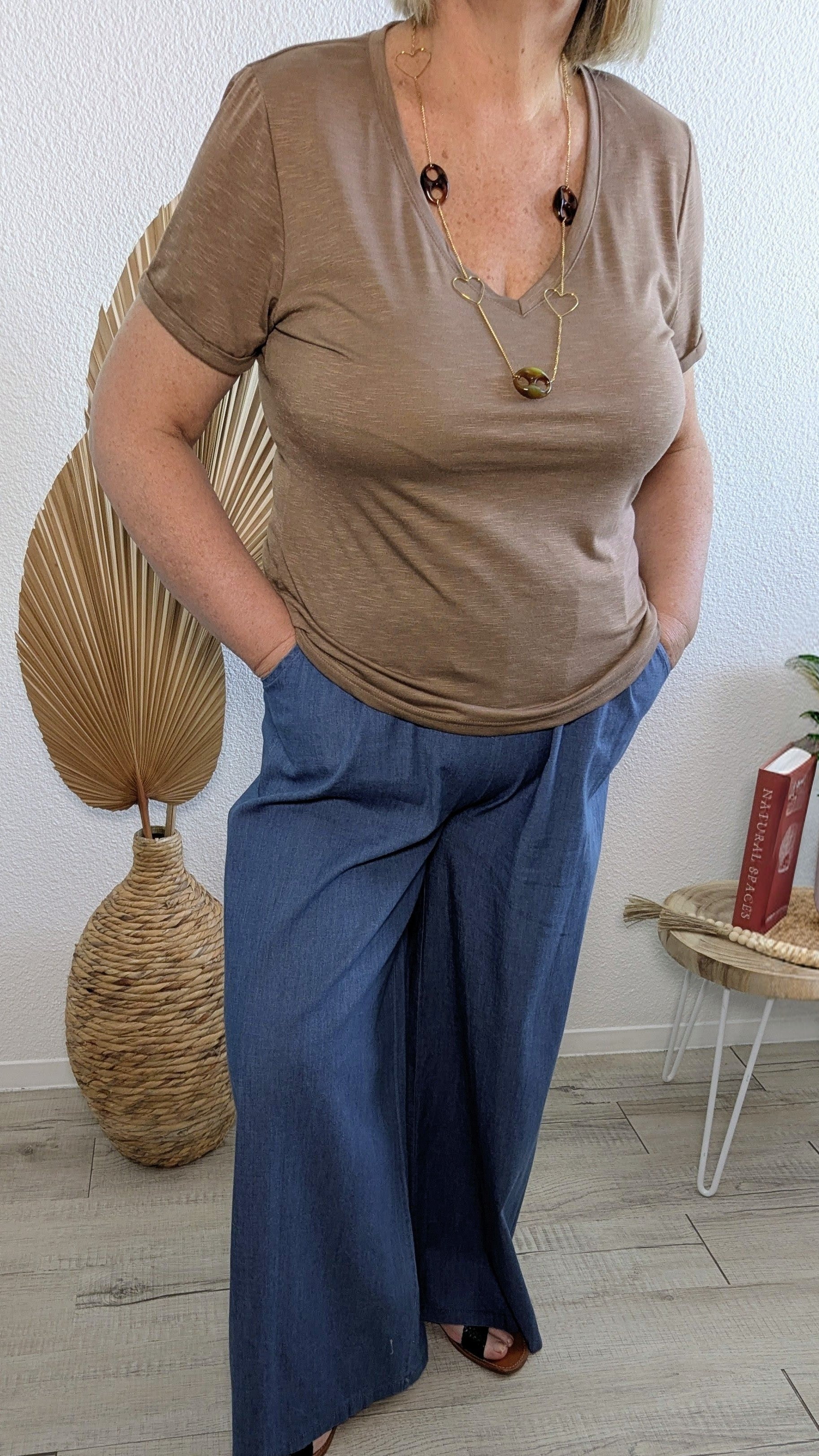 T.shirt Livio marron clair en lin