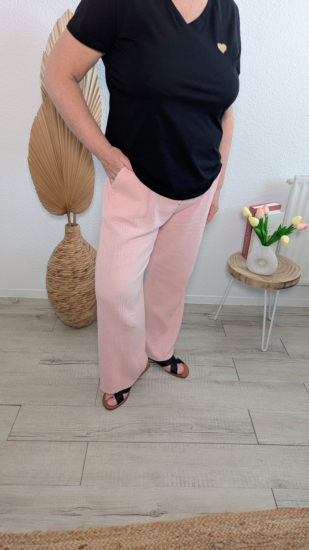 Pantalon Léon Rose en gaze de coton