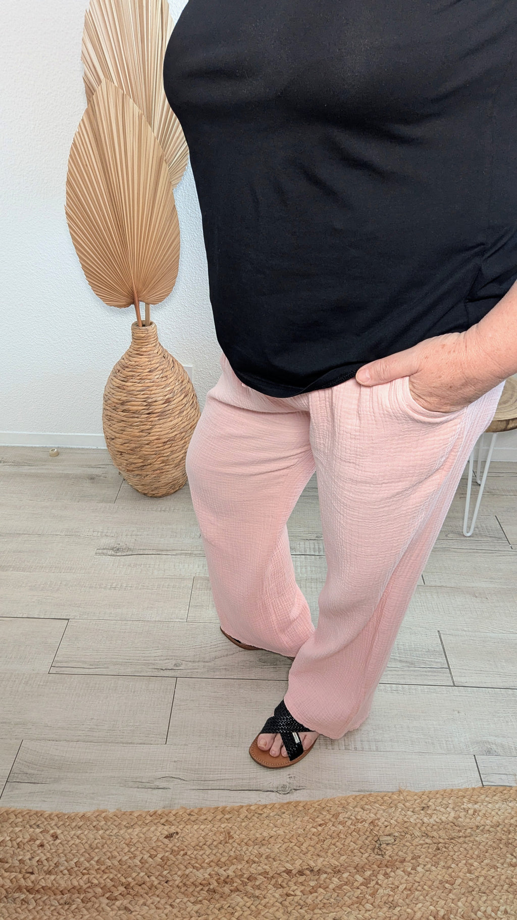 Pantalon Léon Rose en gaze de coton