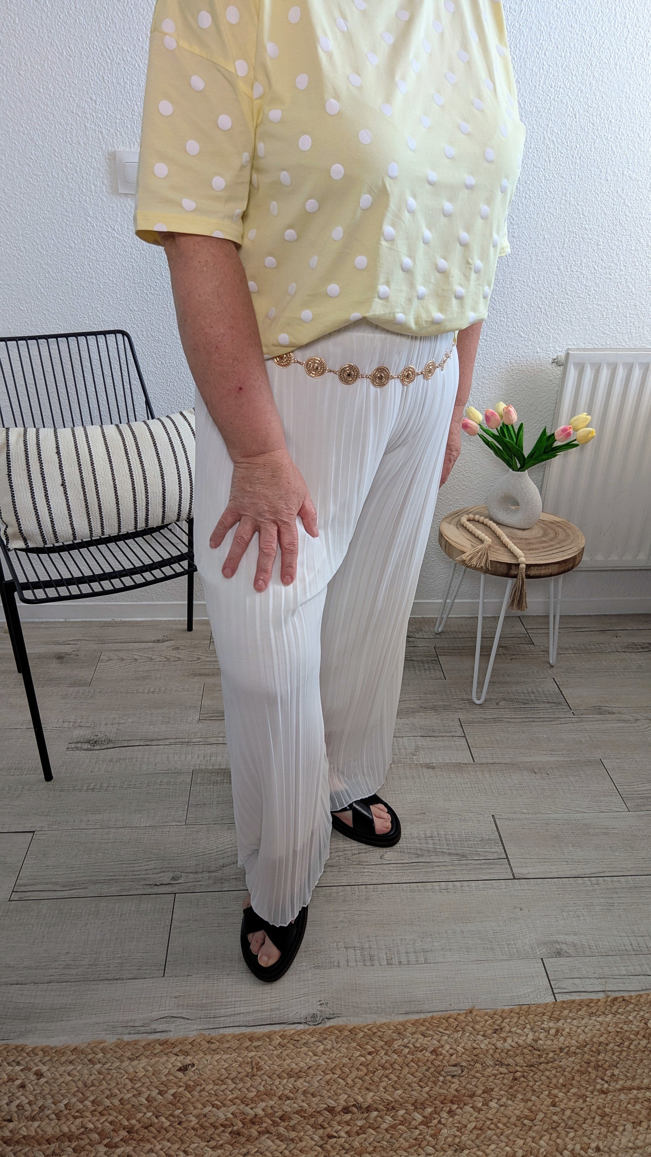 Pantalon Alma  blanc plissé et fluide