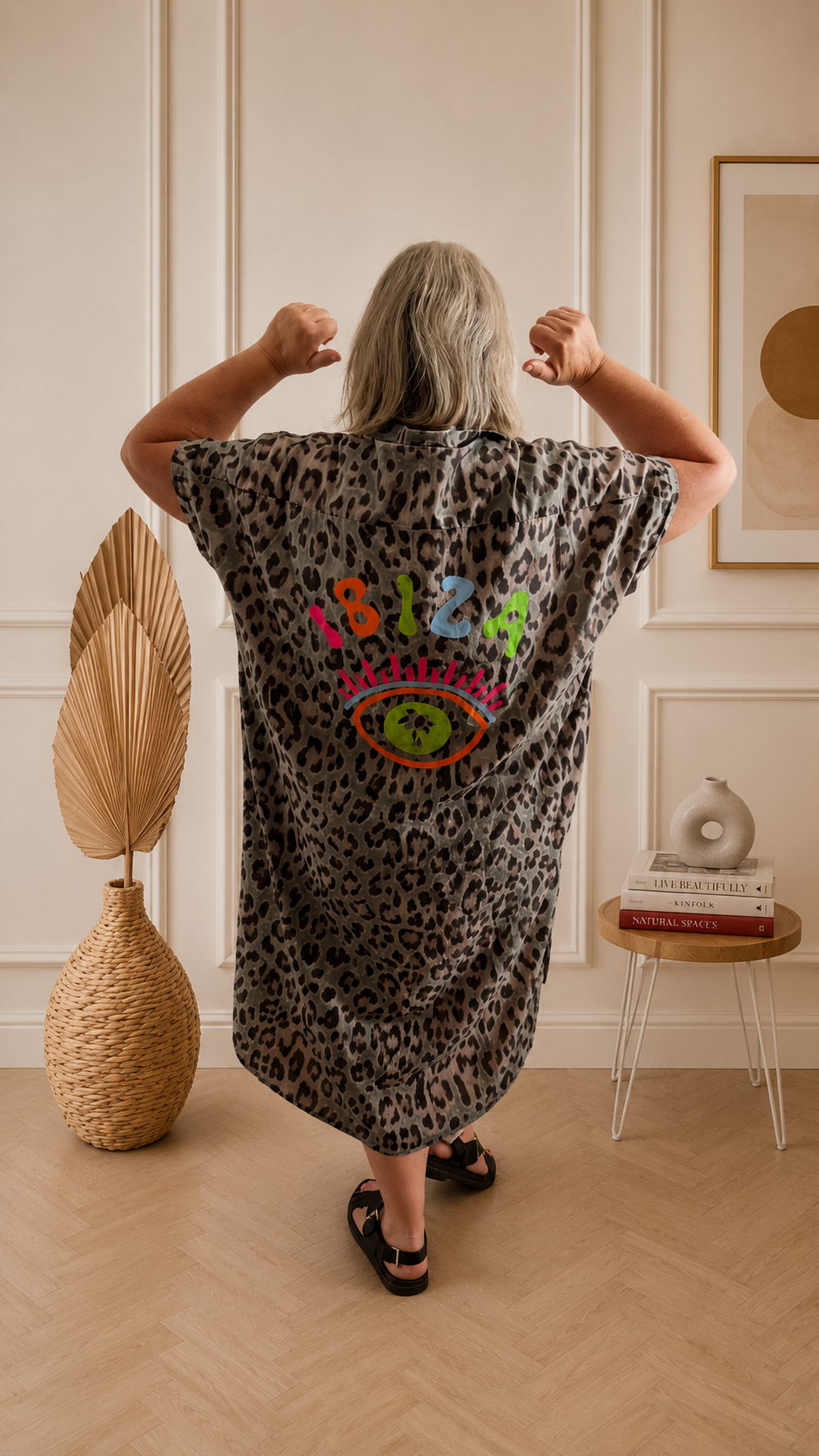 Robe Ibiza leopard en coton avec inscription dos IBIZA