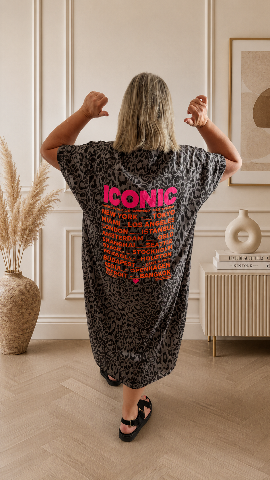 Robe Naé léopard en coton avec inscription dos ICONIC